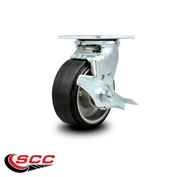 5 Inch Rubber On Aluminum Swivel Caster With Roller Bearing And Brake SCC